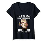 Mujer Funny Owl, no Soy Viejo, Solo Necesito un Poco de Aceite y Cinta Adhesiva Camiseta Cuello V