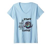 Mujer Funny Owl Stuff The Early Worm Coffee Camiseta Cuello V