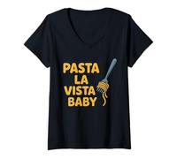 Mujer Funny Pasta La Vista Baby Italy Spaghetti Love Italian Food Camiseta Cuello V