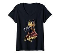 Mujer Funny Pawesome Pastor Belga King Dog Malinois Art Camiseta Cuello V