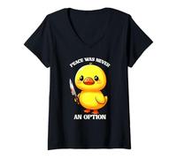 Mujer FUNNY PEACE WAS NEVER AN OPTION DUCK Camiseta Cuello V