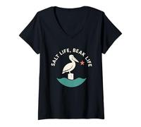 Mujer Funny Pelican Meme Big Beak Energy Coastal Bird Peculiar Beach Camiseta Cuello V