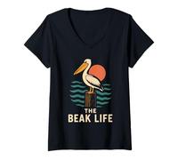 Mujer Funny Pelican Meme Big Beak Energy Coastal Bird Peculiar Beach Camiseta Cuello V