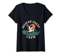 Mujer Funny Pelican Meme Big Beak Energy Coastal Bird Peculiar Beach Camiseta Cuello V