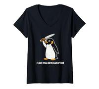 Mujer Funny Penguin with Knife Flight Was Never an Option Camiseta Cuello V