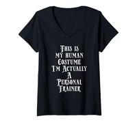 Mujer Funny Personal Trainer Costume Gym Fitness Healthy Training Camiseta Cuello V