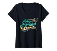 Mujer Funny Pianist Make a Joyful Noise Piano Camiseta Cuello V