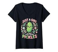 Mujer Funny Pickle Costume, Just a Girl Who Loves Pickles Camiseta Cuello V