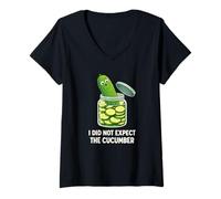 Mujer Funny Pickle Jar Cucumber Visual Joke Camiseta Cuello V
