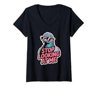 Mujer Funny Pigeon Stop Looking at Me for Bird Lovers Broma Camiseta Cuello V