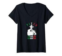 Mujer Funny Pizza Sicilia Mafia Camiseta Cuello V