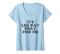 Mujer Funny Pray For Me Leg Day Workout Christian Fitness Ejercicio Camiseta Cuello V