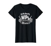 Mujer Funny Pregúntame sobre mis Wips Works in Progress Knit Crochet Camiseta
