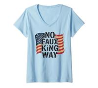 Mujer Funny Protesting America USA No Faux King Way Camiseta Cuello V