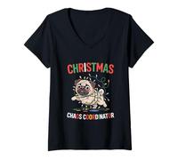 Mujer Funny Pug Christmas Chaos Coordinator Men Women Dog Lover Camiseta Cuello V