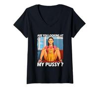 Mujer Funny Pussy Meme Adult Girls Pun Are You Looking at My Pussy Camiseta Cuello V