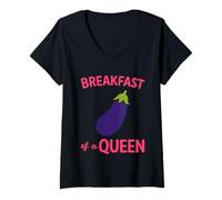 Mujer Funny Queen Girl Adult Sport Quote Breakfast of Champions Camiseta Cuello V