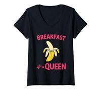 Mujer Funny Queen Girl Adult Sport Quote Breakfast of Champions Camiseta Cuello V