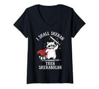 Mujer Funny Raccoon - I Shall Shenan Then Shenanigan Camiseta Cuello V