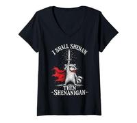 Mujer Funny Raccoon - I Shall Shenan Then Shenanigan Camiseta Cuello V