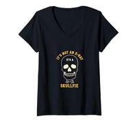 Mujer Funny Radiology Pun No es una radiografía, es un skullfie Camiseta Cuello V