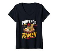 Mujer Funny Ramen Saying Humor Joke Gag Powered by Noodles Camiseta Cuello V