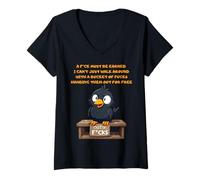 Mujer Funny Raven A Fuck Debe ser Ganado Cubo de follar Camiseta Cuello V
