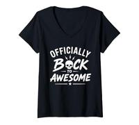 Mujer Funny Recovey Positive Comeback Officially Back To Awesome Camiseta Cuello V