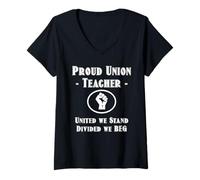 Mujer Funny Red For Ed SpEd Union Thug United We Stand Divided Beg Camiseta Cuello V