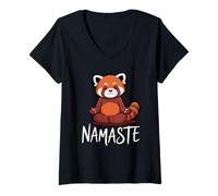 Mujer Funny Red Panda Namaste Yoga Humor Fire Fox For Women Girls Camiseta Cuello V