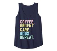 Mujer Funny Retro Coffee Dogs Técnico de atención urgente Camiseta sin Mangas