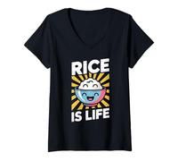 Mujer Funny Rice Is Life Filipino Food Lover Humor Mujeres Hombres Camiseta Cuello V