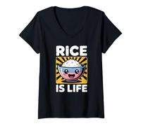 Mujer Funny Rice Is Life Filipino Food Lover Humor Mujeres Hombres Camiseta Cuello V