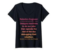 Mujer Funny Robótica Ingeniero Robots Constructor Camiseta Cuello V