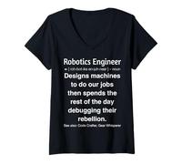 Mujer Funny Robótica Ingeniero Robots Constructor Camiseta Cuello V