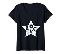 Mujer Funny Rock Star Rock and Roll Niños y Niñas Camiseta Cuello V