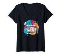 Mujer Funny Rug Tufting Gun New Zealand Wool Addiction Camiseta Cuello V