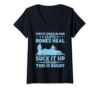 Mujer Funny Rugby Suck It Up Cupcake Hombres Mujeres Ruck Camiseta Cuello V