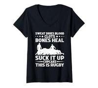 Mujer Funny Rugby Suck It Up Cupcake Hombres Mujeres Ruck Camiseta Cuello V