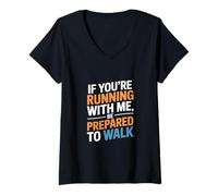 Mujer Funny Running Diciendo Si Estás Corriendo Conmigo Be Prepared T Camiseta Cuello V