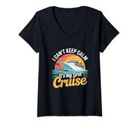 Mujer Funny Sailing I Can't Keep Calm Es mi Primer Crucero Camiseta Cuello V
