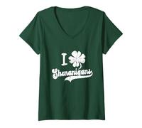 Mujer Funny Saint Patricks Day Grunge Patty I Clover Shenanigans Camiseta Cuello V