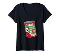 Mujer Funny Santa Fart Soup Can Labels - Christmas Party Graphic Camiseta Cuello V