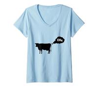 Mujer Funny Sarcastic Cow Producing Ch4 Methane Gas Graphic Design Camiseta Cuello V