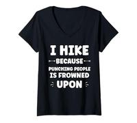 Mujer Funny Sarcastic Punching People Quote i Hike Camiseta Cuello V