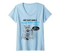 Mujer Funny Sassy Cat Lover Cool Kitty Attitude Cat Owners Camiseta Cuello V