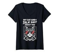 Mujer Funny Sassy Cat Lover Cool Kitty Attitude Cat Owners Camiseta Cuello V