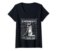 Mujer Funny Saying Schrodingers Cat The Escape Plan Broma Mujeres Hombres Camiseta Cuello V