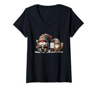 Mujer Funny Sayings For Women Christmas GNOME Hot Mugs Warm Hugs Camiseta Cuello V