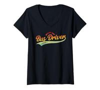 Mujer Funny School Bus Driver, World'S Best Bus Driver Ever Camiseta Cuello V